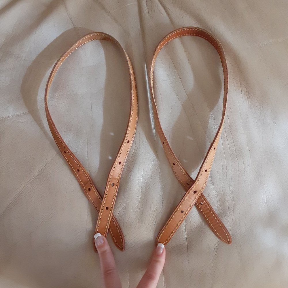 Pair Louis Louis Genuine Vachetta Leather Shoulder Straps From Bucket Handbag